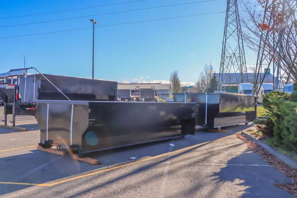 Roll-off dumpster ready for waste disposal at job site for Construction Dumpster Rental in Wellington